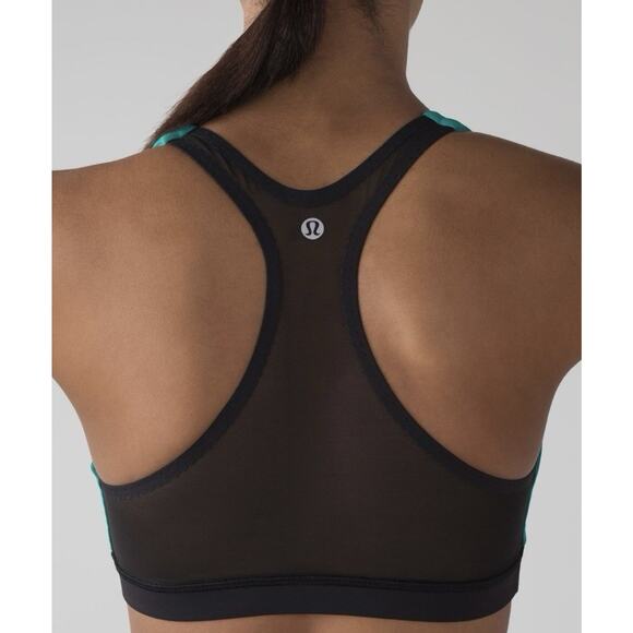 Lululemon Size 10 Smooth Stride Bra Viridian Green Black Luxtreme Color Block - Picture 4 of 7